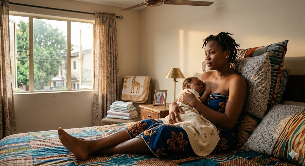 Nigerian mother holding her baby